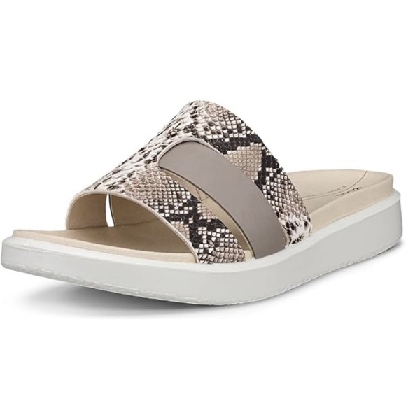Ecco Shoes - ECCO Flowt women's leather slides featuring a snakeskin pattern Size 40 9-9.5